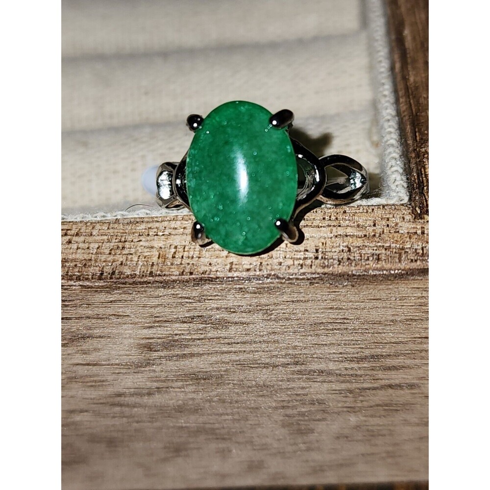 Green Crackle Quartz Genuine Gemstone Ring Size 9 Jewelry Positive Energy Stone